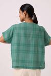 Shop_The Summer House_Green Handloom Cotton, Silk V-neck Rue Handwoven Top _at_Aza_Fashions