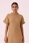 Shop_The Summer House_Beige Linen Cowl Neck Salome Tan Dress _Online_at_Aza_Fashions