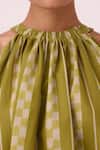 Buy_The Summer House_Green Cotton Halter Neck Sean Striped Ikat Top _Online_at_Aza_Fashions