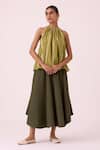 Shop_The Summer House_Green Cotton Halter Neck Sean Striped Ikat Top _Online_at_Aza_Fashions