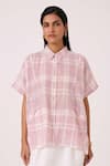 Buy_The Summer House_Off White Cotton Collared Sibyl Checkered Handwoven Shirt 