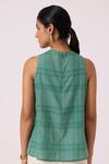 Shop_The Summer House_Green Handloom Cotton, Silk Round Neck Sonya Handwoven Top _at_Aza_Fashions