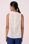 Shop_The Summer House_Off White Handloom Cotton Halter Neck Sonya Handwoven Top _at_Aza_Fashions