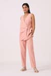 Buy_The Summer House_Pink Cotton, Twill Victory Handwoven Pant _at_Aza_Fashions