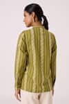 Shop_The Summer House_Green Cotton Mandarin Collar Wilde Striped Ikat Shirt _at_Aza_Fashions