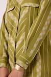 Shop_The Summer House_Green Cotton Mandarin Collar Wilde Striped Ikat Shirt _Online_at_Aza_Fashions