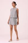 Buy_The Summer House_Black Linen Round Neck Wotton Houndstooth Top _Online_at_Aza_Fashions