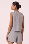 Shop_The Summer House_Black Linen Round Neck Wotton Houndstooth Top _at_Aza_Fashions
