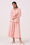 Buy_The Summer House_Pink Handloom Cotton Collared Yeji Handwoven Shirt _Online_at_Aza_Fashions