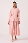 Shop_The Summer House_Pink Handloom Cotton Collared Yeji Handwoven Shirt _at_Aza_Fashions