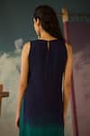 Shop_Radha Sharma_Aqua Georgette, Crepe Embroidery Round Neck Ombre Tunic And Pant Set _Online_at_Aza_Fashions