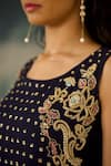 Radha Sharma_Aqua Georgette, Crepe Embroidery Round Neck Ombre Tunic And Pant Set _at_Aza_Fashions