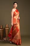 Buy_Zal From Benaras_Red Silk Zari Brocade Banarasi Handloom Saree With Unstitched Blouse Piece _Online_at_Aza_Fashions