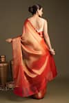 Shop_Zal From Benaras_Red Silk Zari Brocade Banarasi Handloom Saree With Unstitched Blouse Piece _at_Aza_Fashions