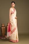 Buy_Zal From Benaras_White Silk Zari Pure Banarasi Handloom Saree With Unstitched Blouse Piece _Online_at_Aza_Fashions