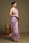 Zal From Benaras_Lavender Silk Shaded Pure Banarasi Handloom Saree With Unstitched Blouse Piece _Online_at_Aza_Fashions