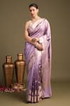 Buy_Zal From Benaras_Lavender Silk Shaded Pure Banarasi Handloom Saree With Unstitched Blouse Piece _at_Aza_Fashions