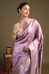 Shop_Zal From Benaras_Lavender Silk Shaded Pure Banarasi Handloom Saree With Unstitched Blouse Piece _Online_at_Aza_Fashions