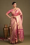 Buy_Zal From Benaras_Pink Tissue, Silk Banarasi Handloom Saree With Unstitched Blouse Piece _at_Aza_Fashions