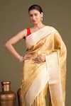 Zal From Benaras_Gold Silk Katan Tissue Banarasi Handloom Saree With Unstitched Blouse Piece _Online_at_Aza_Fashions