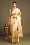 Buy_Zal From Benaras_Gold Silk Katan Tissue Banarasi Handloom Saree With Unstitched Blouse Piece _at_Aza_Fashions
