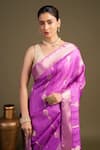 Zal From Benaras_Lavender Silk Pure Banarasi Handloom Saree With Unstitched Blouse Piece _Online_at_Aza_Fashions