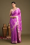 Buy_Zal From Benaras_Lavender Silk Pure Banarasi Handloom Saree With Unstitched Blouse Piece _at_Aza_Fashions