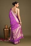 Shop_Zal From Benaras_Lavender Silk Pure Banarasi Handloom Saree With Unstitched Blouse Piece _at_Aza_Fashions