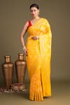 Buy_Zal From Benaras_Yellow Silk Pure Banarasi Handloom Saree With Unstitched Blouse Piece _at_Aza_Fashions