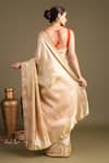 Shop_Zal From Benaras_Beige Silk Katan Banarasi Handloom Saree With Unstitched Blouse Piece _at_Aza_Fashions