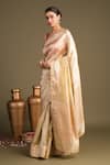 Buy_Zal From Benaras_Beige Silk Katan Banarasi Handloom Saree With Unstitched Blouse Piece _Online_at_Aza_Fashions