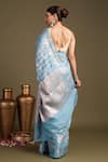 Shop_Zal From Benaras_Blue Silk Pure Banarasi Handloom Saree With Unstitched Blouse Piece _at_Aza_Fashions