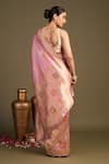 Shop_Zal From Benaras_Pink Silk Pure Banarasi Handloom Saree With Unstitched Blouse Piece _at_Aza_Fashions