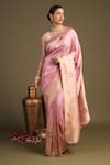 Buy_Zal From Benaras_Pink Silk Pure Banarasi Handloom Saree With Unstitched Blouse Piece _at_Aza_Fashions
