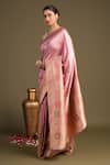 Zal From Benaras_Pink Silk Pure Banarasi Handloom Saree With Unstitched Blouse Piece _Online_at_Aza_Fashions