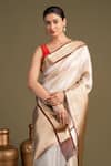 Zal From Benaras_Pure Katan Zari Brocade Banarasi Handloom Saree With Unstitched Blouse Piece _Online_at_Aza_Fashions