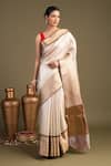 Buy_Zal From Benaras_Pure Katan Zari Brocade Banarasi Handloom Saree With Unstitched Blouse Piece _at_Aza_Fashions