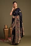 Zal From Benaras_Black Silk Zari Pure Banarasi Handloom Saree With Unstitched Blouse Piece _at_Aza_Fashions