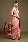 Zal From Benaras_Pink Silk Pure Katan Satin Banarasi Handloom Saree With Unstitched Blouse Piece_Online_at_Aza_Fashions