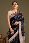 Buy_Zal From Benaras_Black Pure Katan Satin Banarasi Handloom Saree With Unstitched Blouse Piece _Online_at_Aza_Fashions