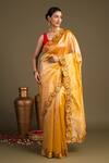 Buy_Zal From Benaras_Yellow Tissue, Pure Hand Banarasi Handloom Saree With Unstitched Blouse Piece _at_Aza_Fashions