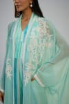 Buy_Nadima Saqib_Blue Cotton, Georgette, Shantoon Sequins, Embroidery Cyan Jumpsuit With Cape _Online_at_Aza_Fashions