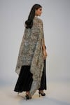Shop_Nadima Saqib_Black Velvet Sequins Halter , Open Dress And Printed Cape Set _at_Aza_Fashions