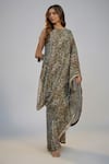 Buy_Nadima Saqib_Multi Color Georgette, Crepe Sequins, Pearls Snake Print And Embroidered Dress _at_Aza_Fashions