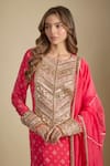 Buy_Nadima Saqib_Fuchsia Crepe, Organza Sequins, Fuschia Pink Printed And Embroidered Kurta Set _Online_at_Aza_Fashions
