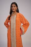 Nadima Saqib_Orange Crepe Sequins, Pearls, Fringe Round Printed And Embroidered Kaftan Dress _Online_at_Aza_Fashions