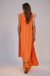 Shop_Nadima Saqib_Orange Dupion, Silk Sequins, Pearls, Fringe V-neck Printed Sharara Pant Set _at_Aza_Fashions