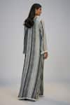 Shop_Nadima Saqib_Black Crepe Lace V-neck Printed And Embroidered Kaftan _at_Aza_Fashions