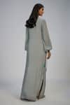 Shop_Nadima Saqib_Black Crepe Pearls, Sequins, Tassels Round Neck Printed And Embroidered Kaftan _at_Aza_Fashions