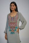 Nadima Saqib_Black Crepe Pearls, Sequins, Tassels Round Neck Printed And Embroidered Kaftan _Online_at_Aza_Fashions